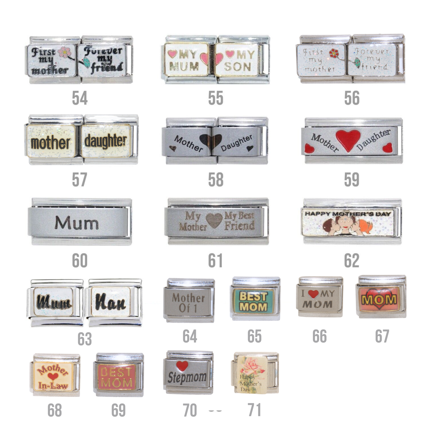 Mum, Mom & Mother's Day 9mm Italian Charm - Fits 9mm classic Italian charm bracelets