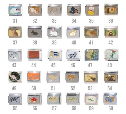 Land animals 9mm Italian Charms