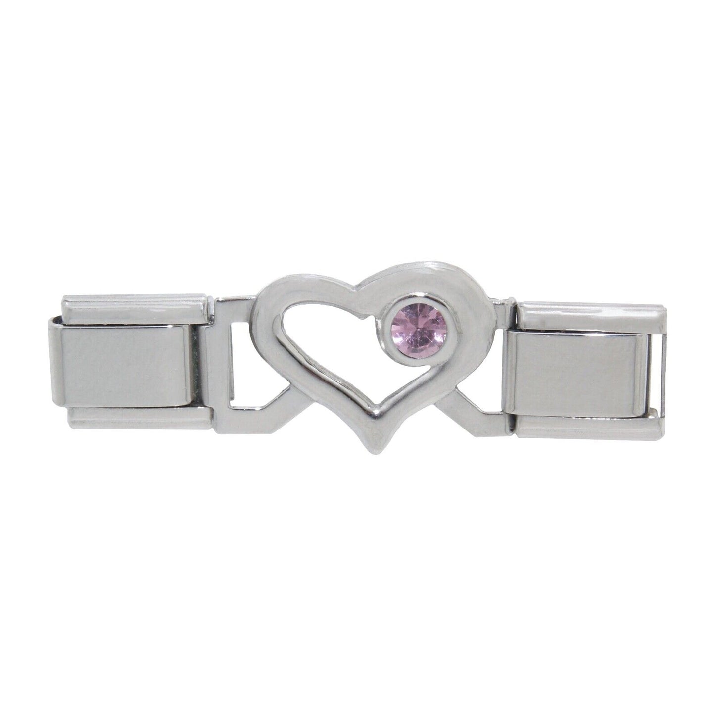 Connector links - Open heart birthstone 9mm Italian charms