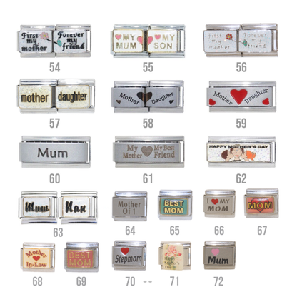 Mum, Mom & Mother's Day 9mm Italian Charm - Fits 9mm classic Italian charm bracelets