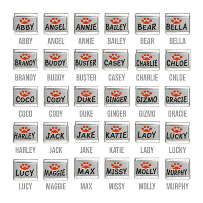 Pet name with pawprint 9mm Italian charms