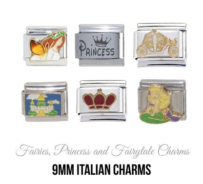 Princess, fairies 9mm Italian charms