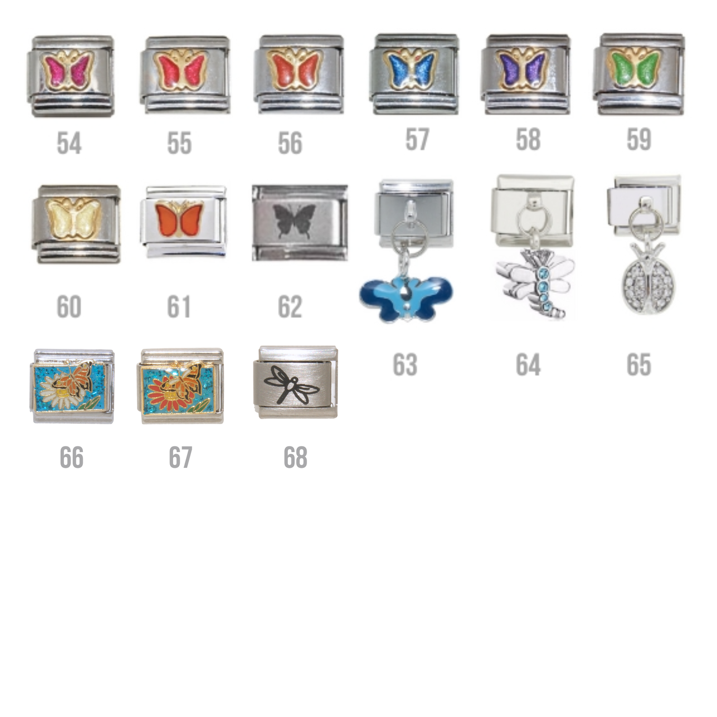 Butterflies insects 9mm Italian Charms