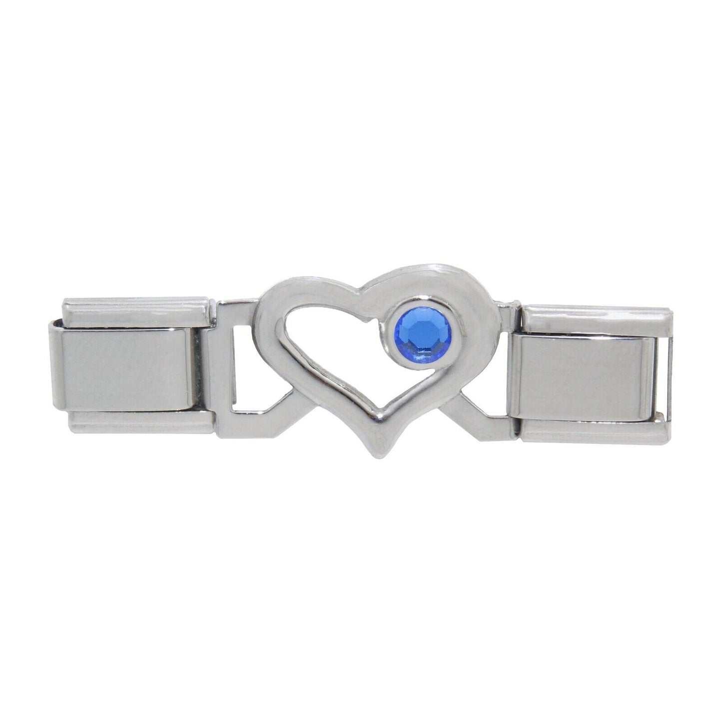 Connector links - Open heart birthstone 9mm Italian charms