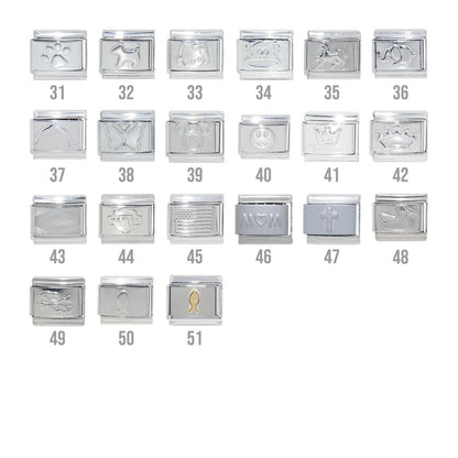 Silver and gold coloured 9mm Italian charms