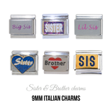 Sister & Brother Charms - 9mm Italian charm