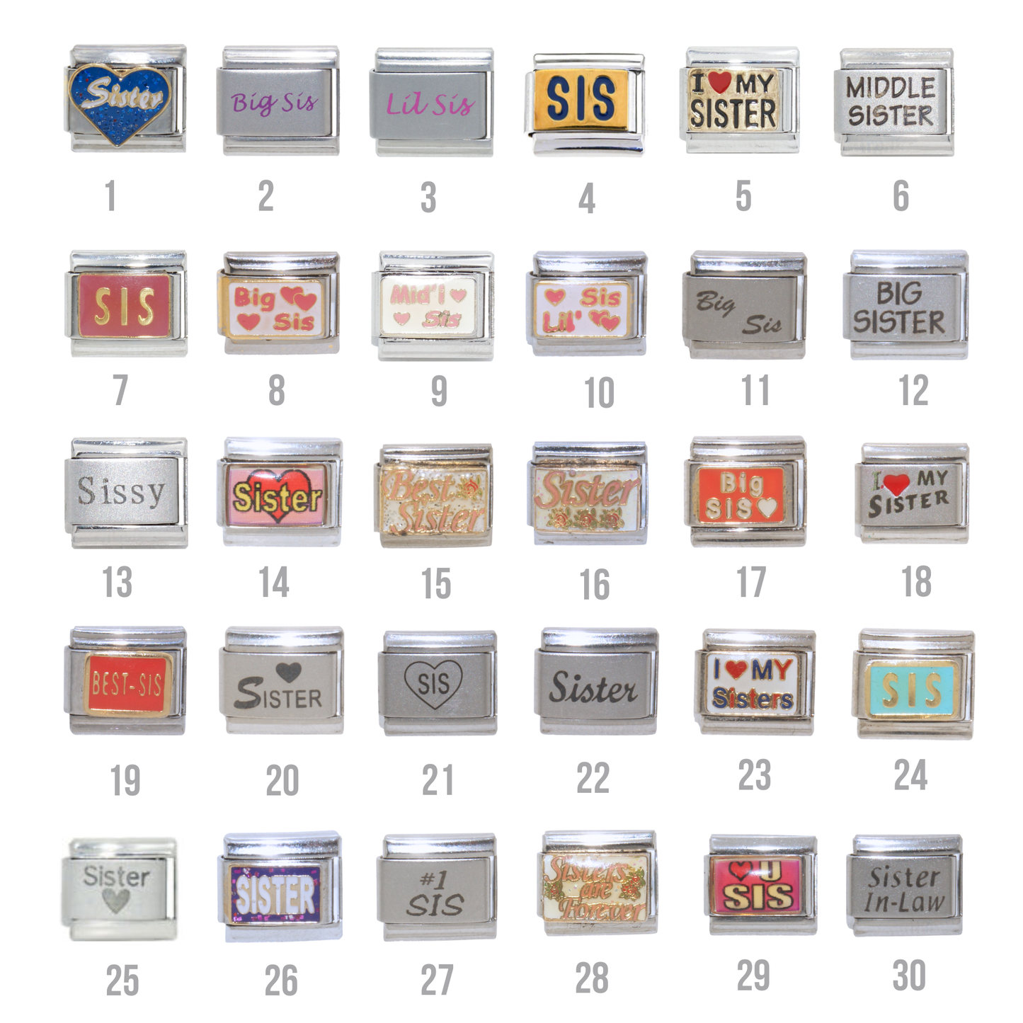 Sister & Brother Charms - 9mm Italian charm