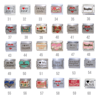 Son, Daughter & Children - 9mm Italian charm