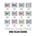 Birthstones - Sparkly butterfly 9mm Italian charm