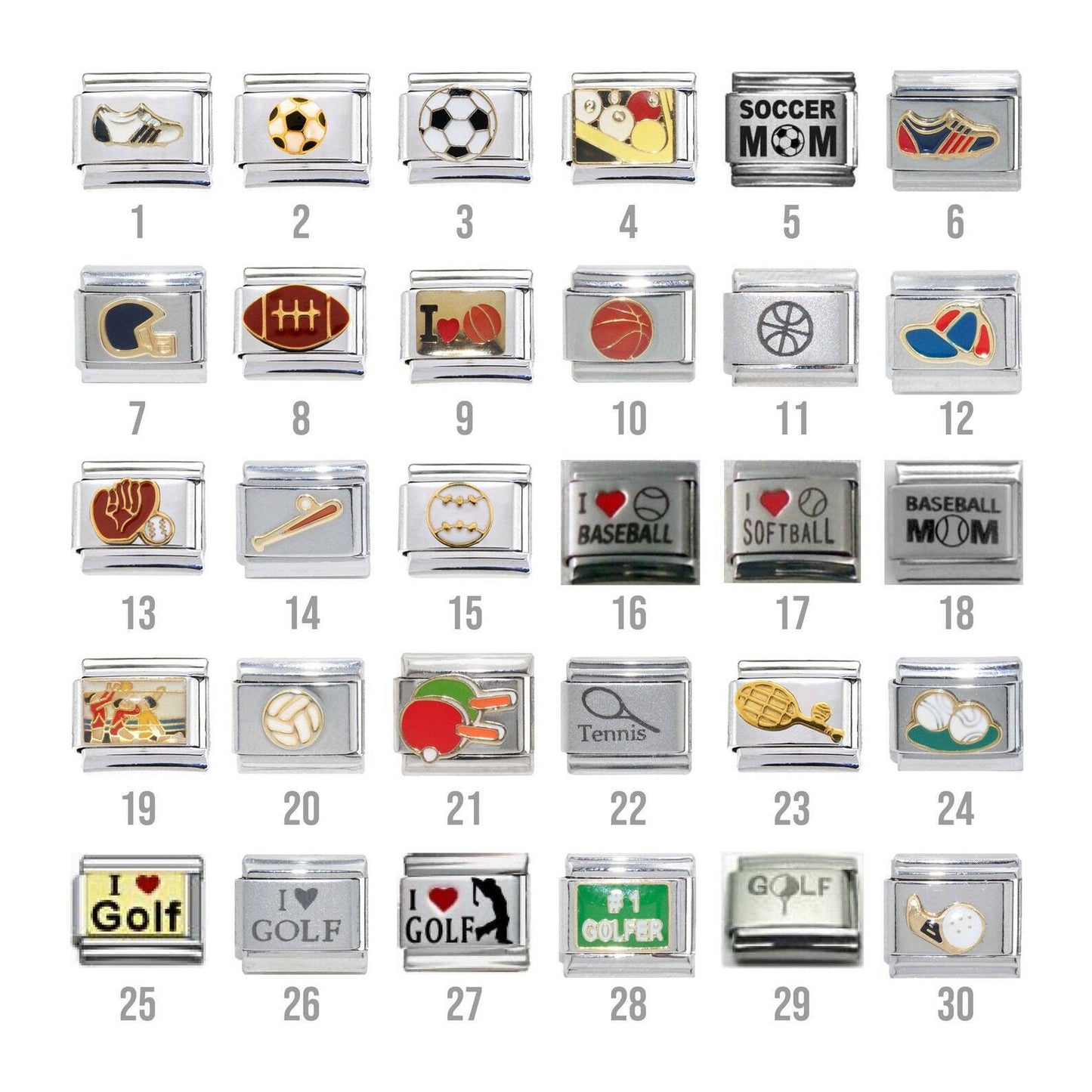 Sports - 9mm Italian charms