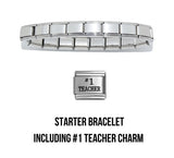 Teacher gift - 9mm Italian charm starter bracelet & #1 teacher charm