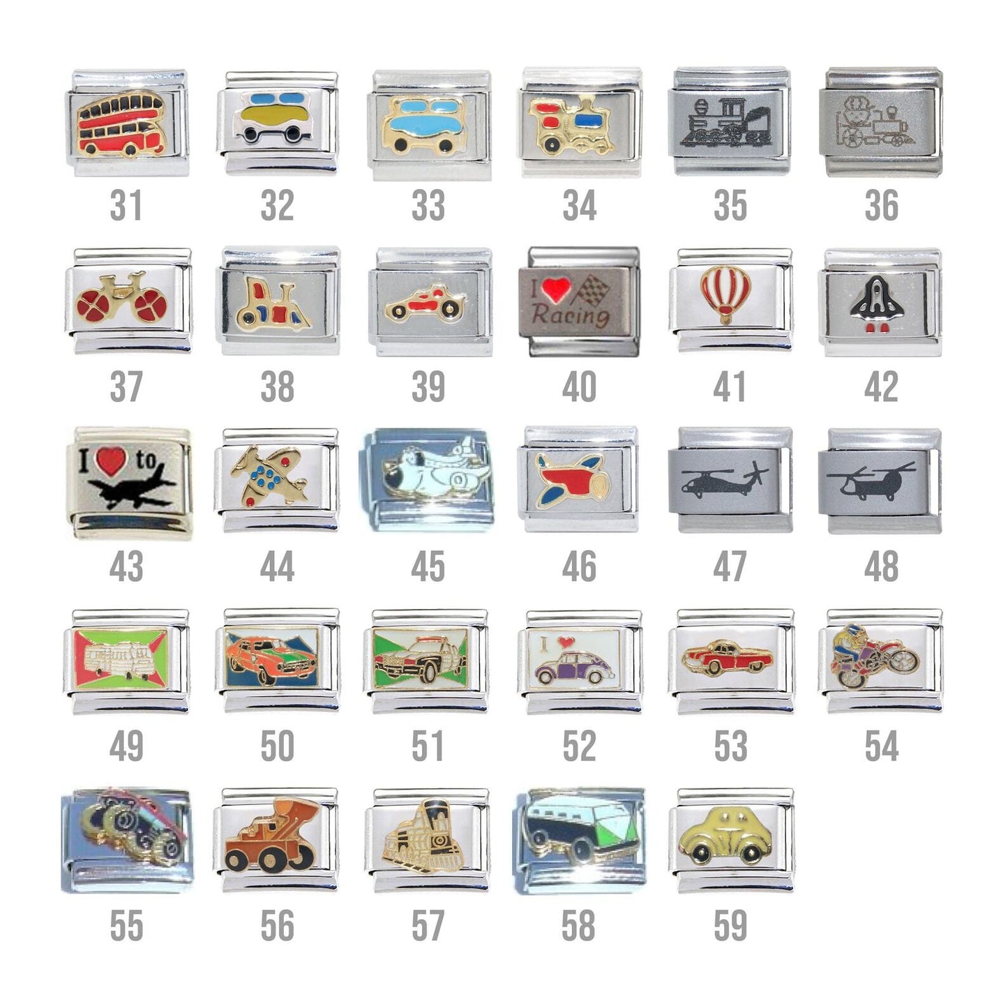 Transportation  9mm Italian Charms