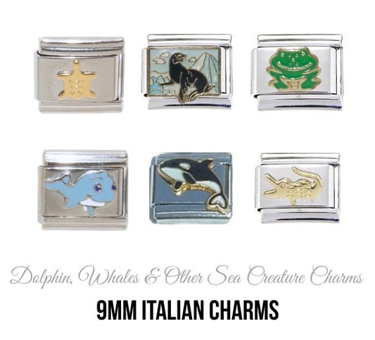 Water animals 9mm Italian charms.