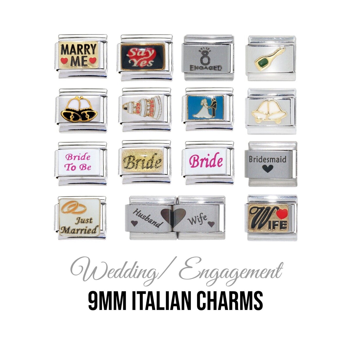 Wedding, love anniversary -  9mm Italian charms