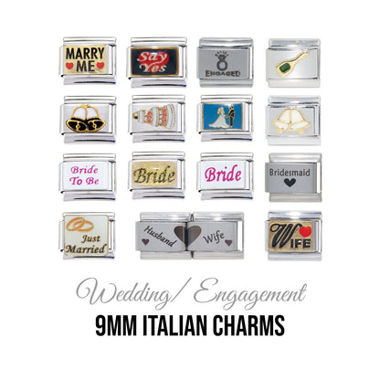 Wedding, love anniversary -  9mm Italian charms