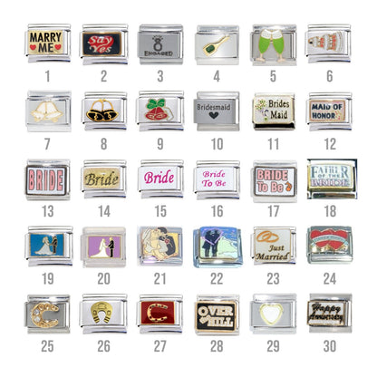 Wedding, love anniversary -  9mm Italian charms