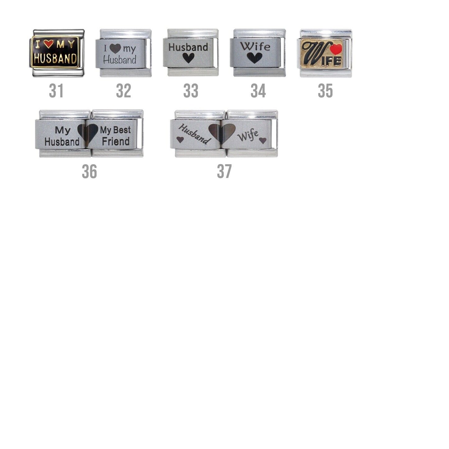 Wedding, love anniversary -  9mm Italian charms