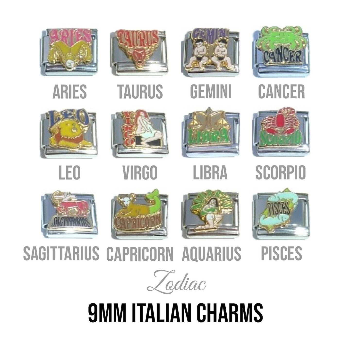 Zodiac - Picture enamel 9mm Italian charm