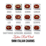 Zodiac - Red oval 9mm Italian charm